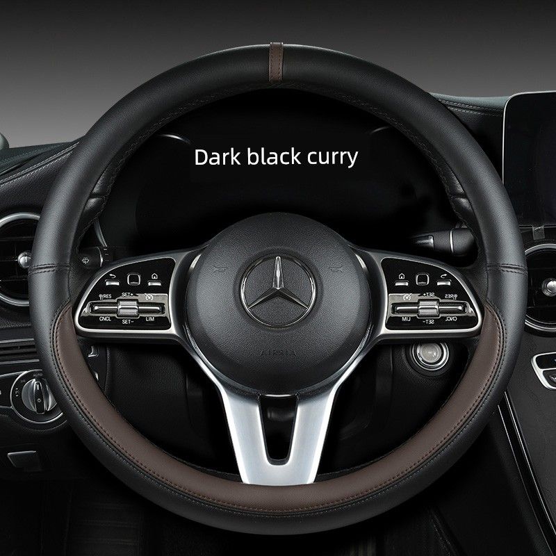 New Car Steering Wheel Cover All Year Round Neutral Fashion Color Contrast Non Slip Abrasion Resistant Napa Leather Car Steering Wheel Cover