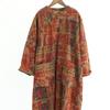 Johnature Women Vintage Print Floral Dress Stand Long Sleeve Corduroy Spring Chinese Style Button Pockets Dress
