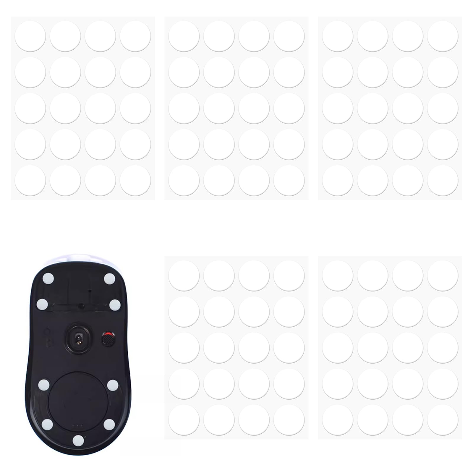 

RICISUNG ICE Mouse Soles, Universal 7mm Round, Pack of 100, Mouse Dot Skates, Round Mouse Feet for Gaming Mice, Enhanced Slip, Universal, High