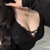 Lace front cross without steel ring gathering bra girl department sexy tube top wrapped chest student inside pure desire