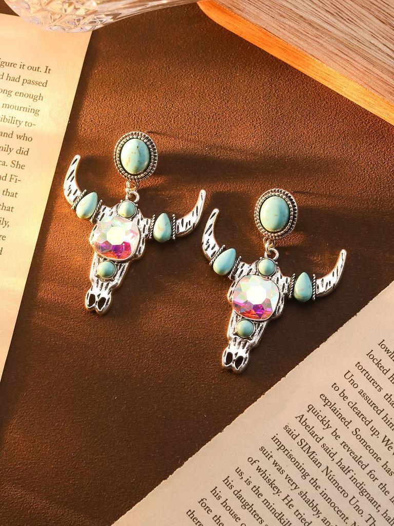 Böhmische Diamant Türkis Blume Stern Ohrringe Hohes Niveau Retro Ethnischer Stil Ohrringe