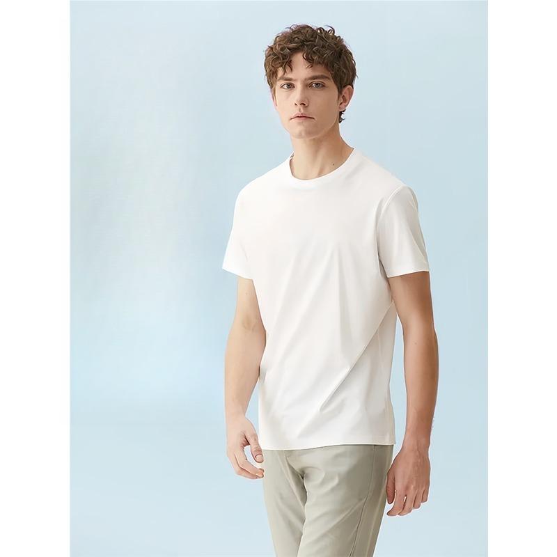 European Size Mens Regular Fit White T Shirt Short Sleeve Crew Neck Graphic Print Casual Daily Streetwear Top with Russian Text Design