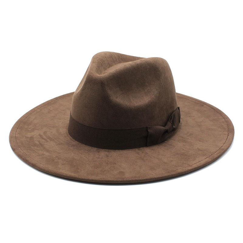 Saisonale Herren-Wildleder-Zylinderhut, Großkrempiger Filzhut, Retro Einfacher Jazzhut, Reise Vielseitiger Gentleman Breiter Hut