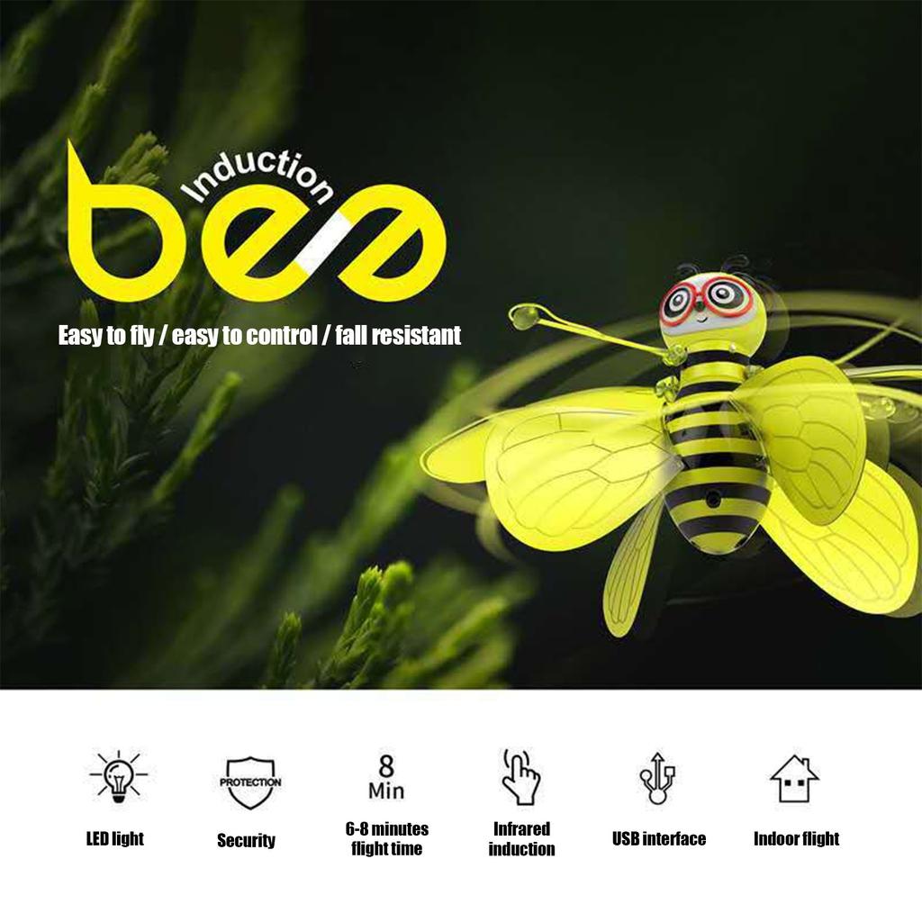 Drone RC Bee Induction Aircraft Infrared Sensing Hand Sensor Portable Helicopter Flying Kids Gift