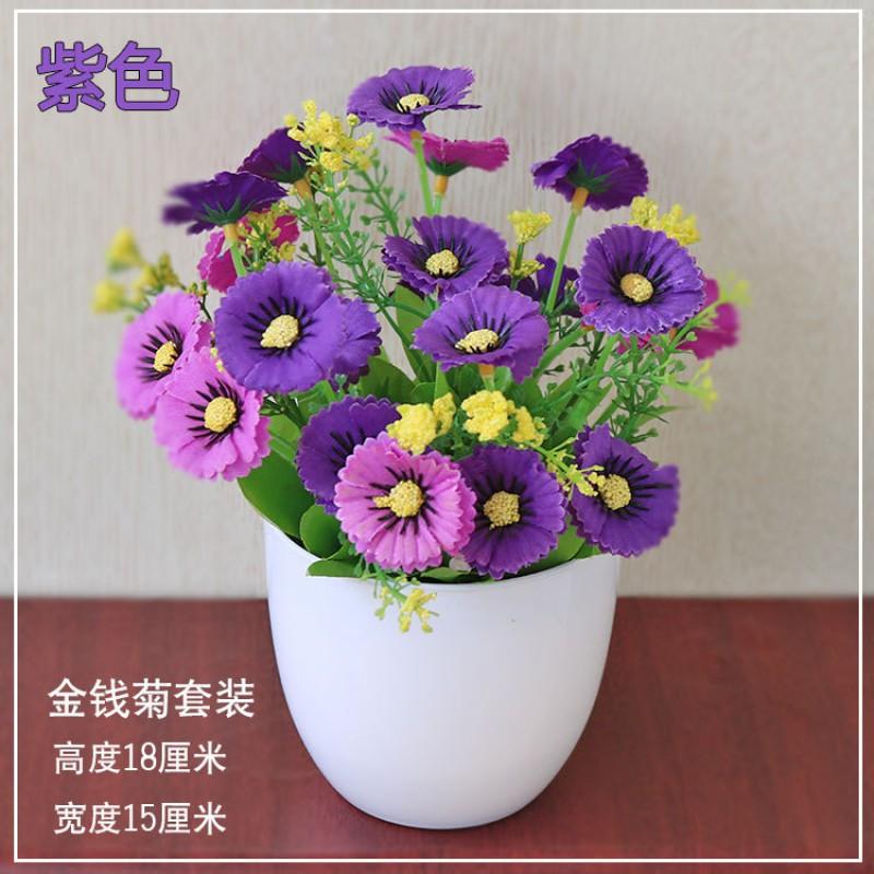 Artificial Silk Flower Potted Plant Desktop Decor Home Office Interior Styling Small Fake Floral Arrangement