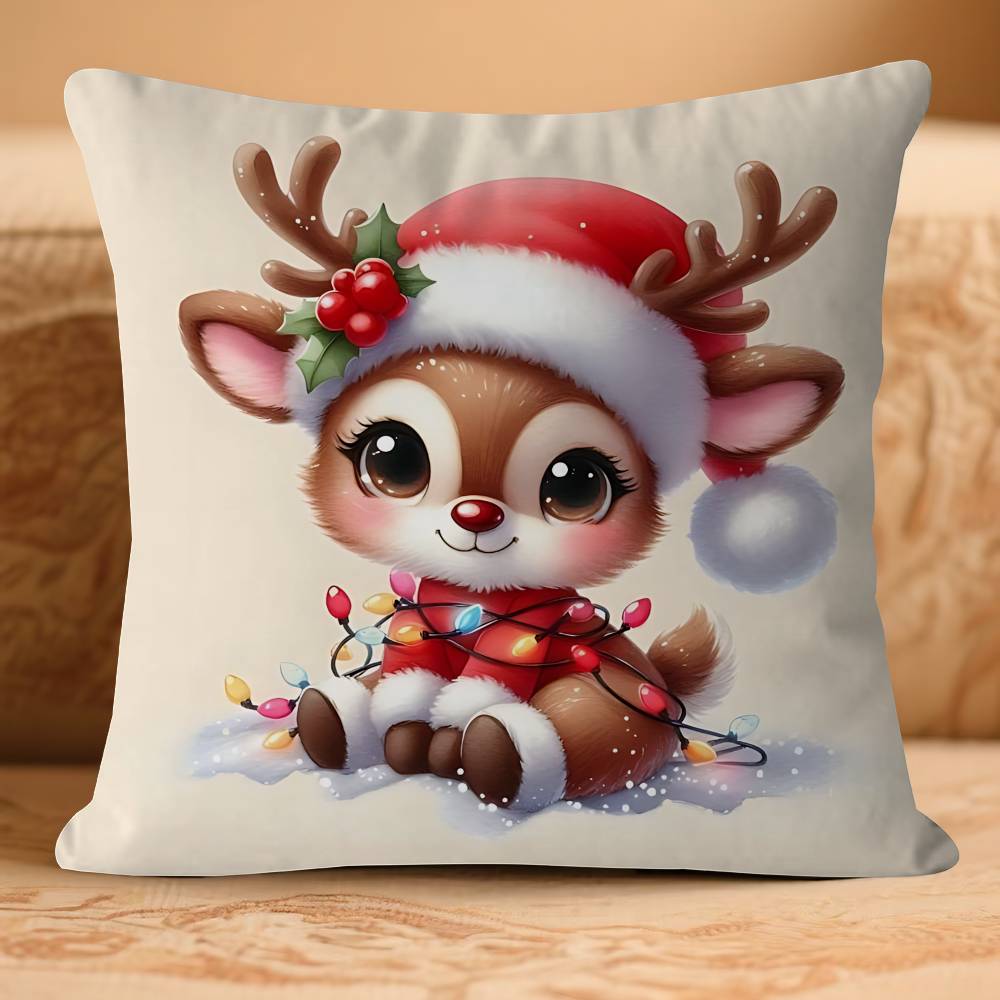 

Christmas R-rein-deer Pillow Cover Design Cushion Cover Decor Holiday Decorati 16x16Inch