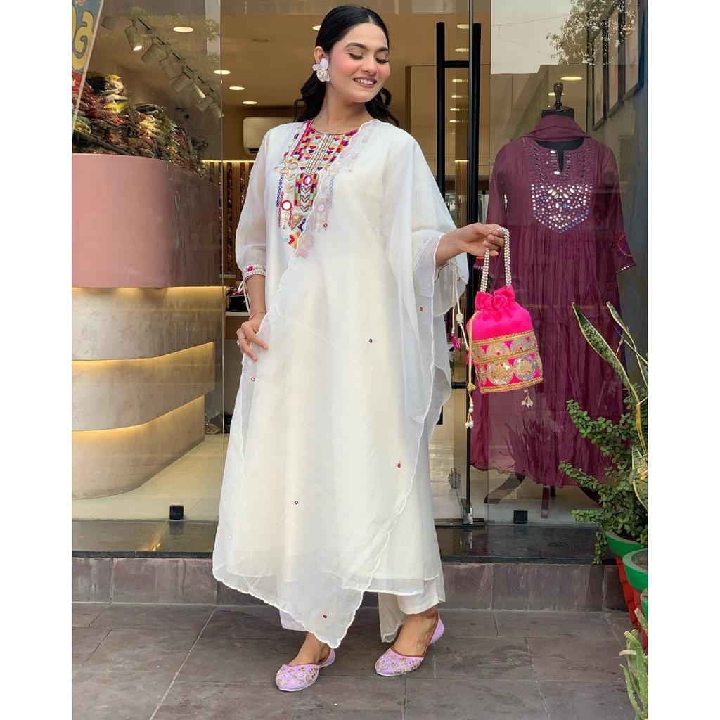 Wunderschönes Indisches Damen Kurti Salwar Anzug Bollywood Partykleidung Kurta Hose Dupatta VFP-1795a