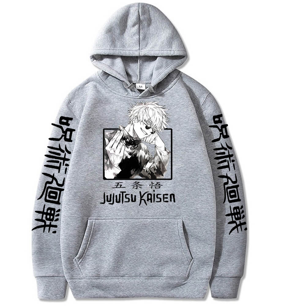 Japan Anime Jujutsu Kaisen Gojo Satoru Printed Hoodies Sweatshirt Casual Loose Long Sleeve Autumn Winter Men Clothes