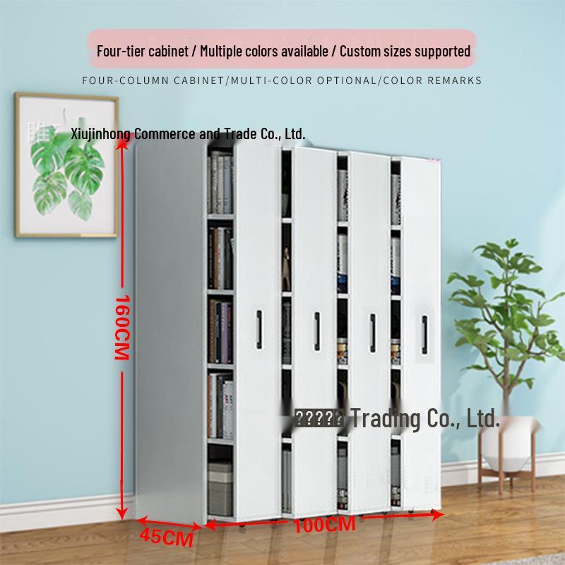 Mobile Dustproof Bookshelf: Sliding, Wheel-Equipped, Drawer-Type Storage Cabinet