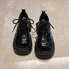 Fashion Aphixta 7.5cm Square Heel Ankle Boots Patent Leather Sneakers Women's Shoes Chunky Sole Lace Up Black Boots Shoes Women