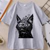 Weirdcore Cat T Shirt Harakuju Creepy Horror Goth Cat TShirt Gothic Dark Aesthetic Tshirt Casual Round Neck Cotton Tees Tops
