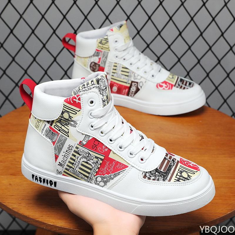 New Trendy and Versatile Outdoor Casual Men's Shoes for Autumn and Winter Retro Sports High Top Lace Up Walking Men's Shoes