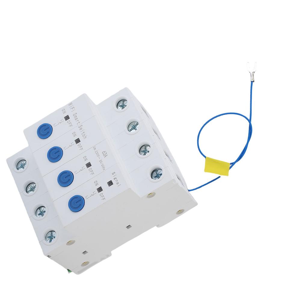 WiFi Circuit Breaker APP Remote Control 4P Isolated Timing Smart Power Switch for Home Appliances 63A Up to 200 Channels