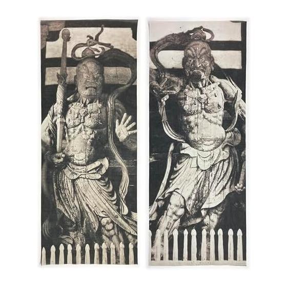 Ukiyo-e Tenugui Cloth Set: Kongo Rikishi (Agyo & Ungyo) Statues