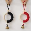 1PC Original wood color wood ring cotton rope bell pendant Japanese and Korean style wall hanging door handle car pendant