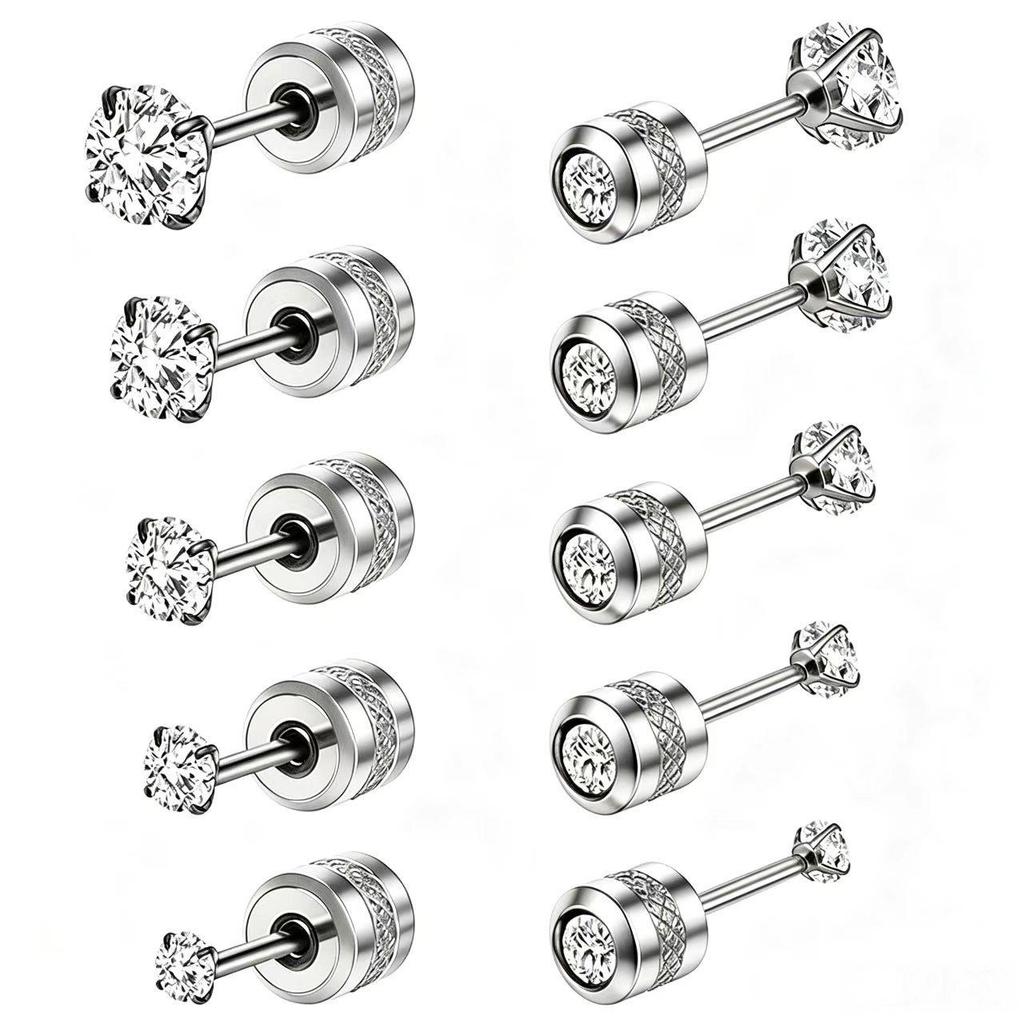 High-Quality Stainless Steel Double-Head Zircon Stud Earrings - Versatile Fashion Jewelry