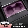 For Tesla Model Y YL 3 2026-2027 Central Control Water Cup Holder Limiter Interior Modification Storage Box Slot Car Accessories