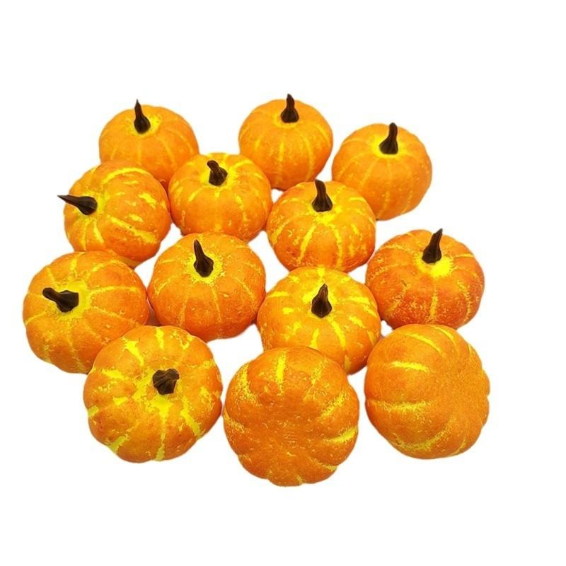 12Pcs Artificial Pumpkins Realistic Foams Pumpkins Vegetable for Halloween Thanksgiving Wedding Party Decorations