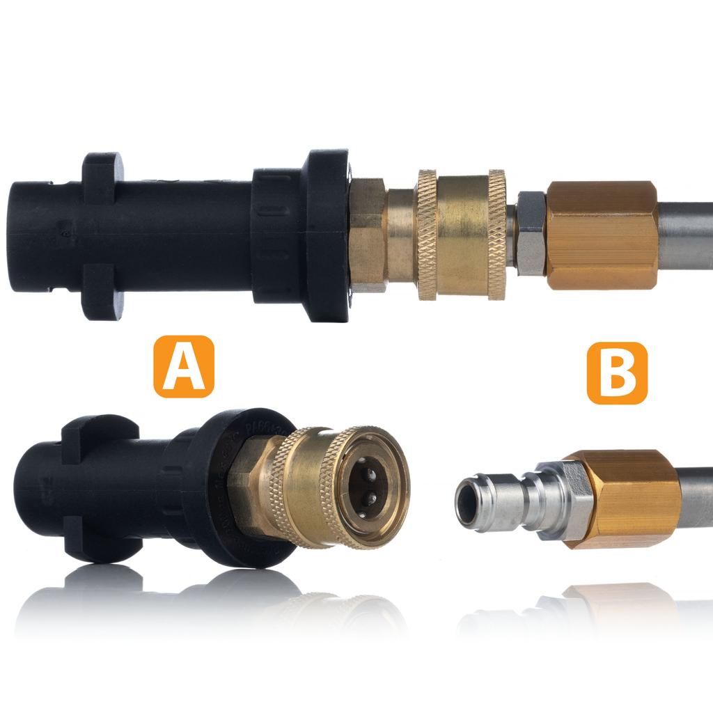 Set of 7 lances/extensions for pressure washers, including a 30° angled lance + 5 nozzles with a 1/4” quick connector, 250 bar