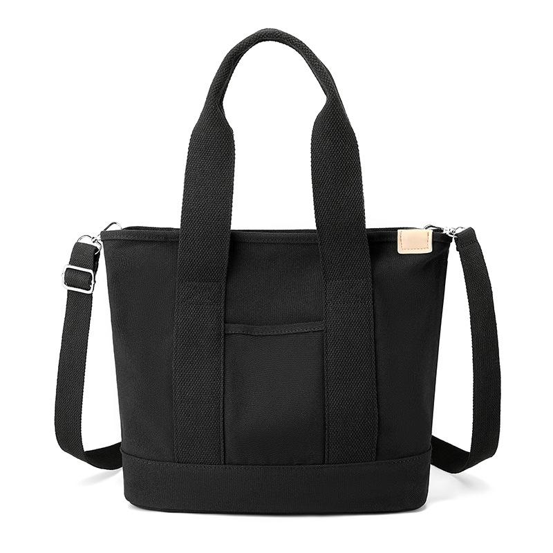 RUWB BAGS Eenvoudige canvas draagtas met brede band - Duurzame lichtgewicht schoudertas voor casual woon-werkverkeer zwart