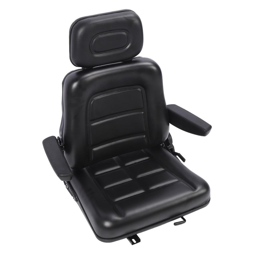 Forklift Seat with Adjustment Switch and Slide Rail 3 Level Adjustable Headrest Seat for Dumper Mower Skid Loader