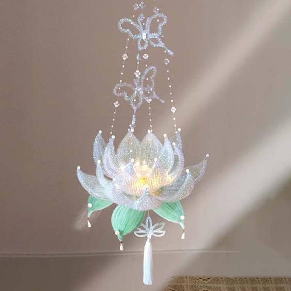 Handmade Flower Lamp Glowing Handheld Light Chinese Lantern Lotus Lantern  Kids Craft