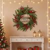 Pine Needle and Berries Door Wreath For Christmas New Year Indoor Outdoor Decorations Easy To Hanging Window Accessory