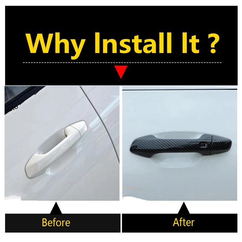 LHD ! Outside Door Handle Bowl Frame Cover Trim For Kia Cerato Forte K3 - 2024 Carbon Fiber / Chrome Exterior Accessories