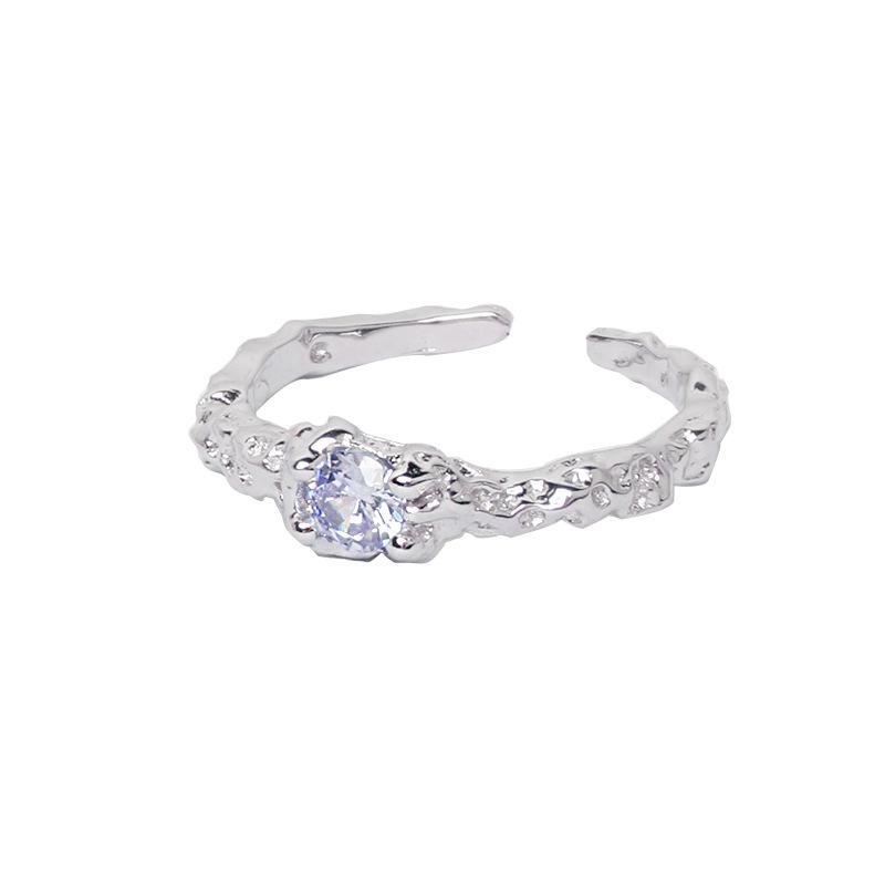 

Niche Zircon Amethyst Cold Wind Opening Adjustable Irregular Retro Personalized Light Luxury Ring adjustable opening