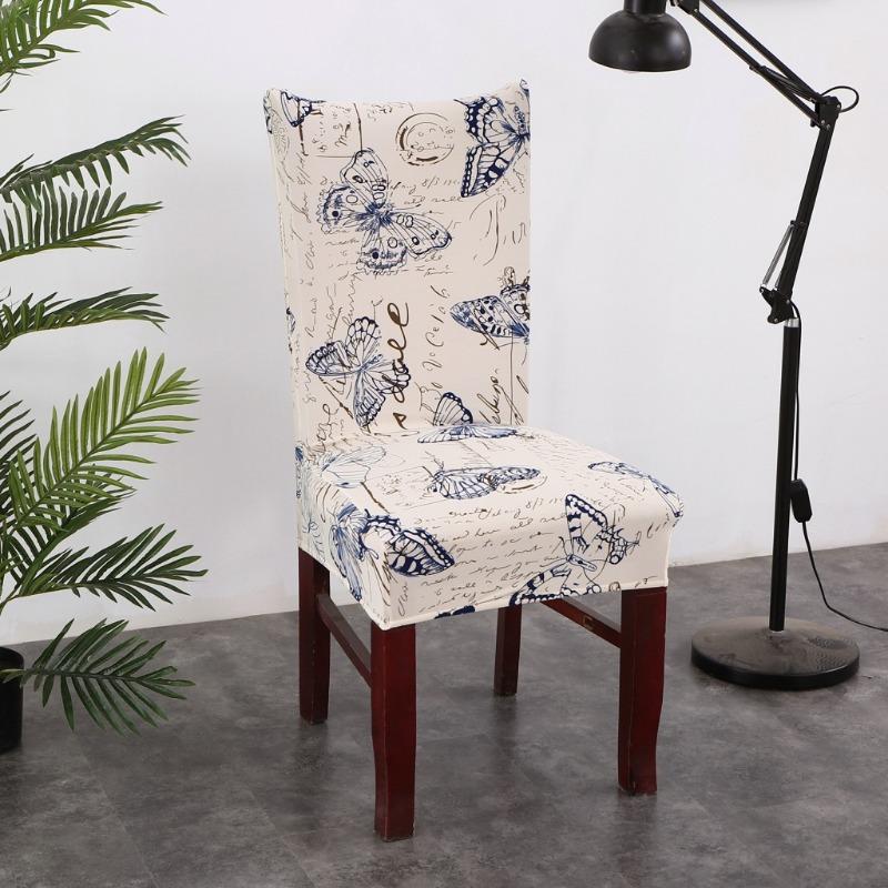 Printed Chair Cover Elastic Kitchen Seat Cover Stretch Chair Covers for Dining Room Wedding Hotel Banquet Washable