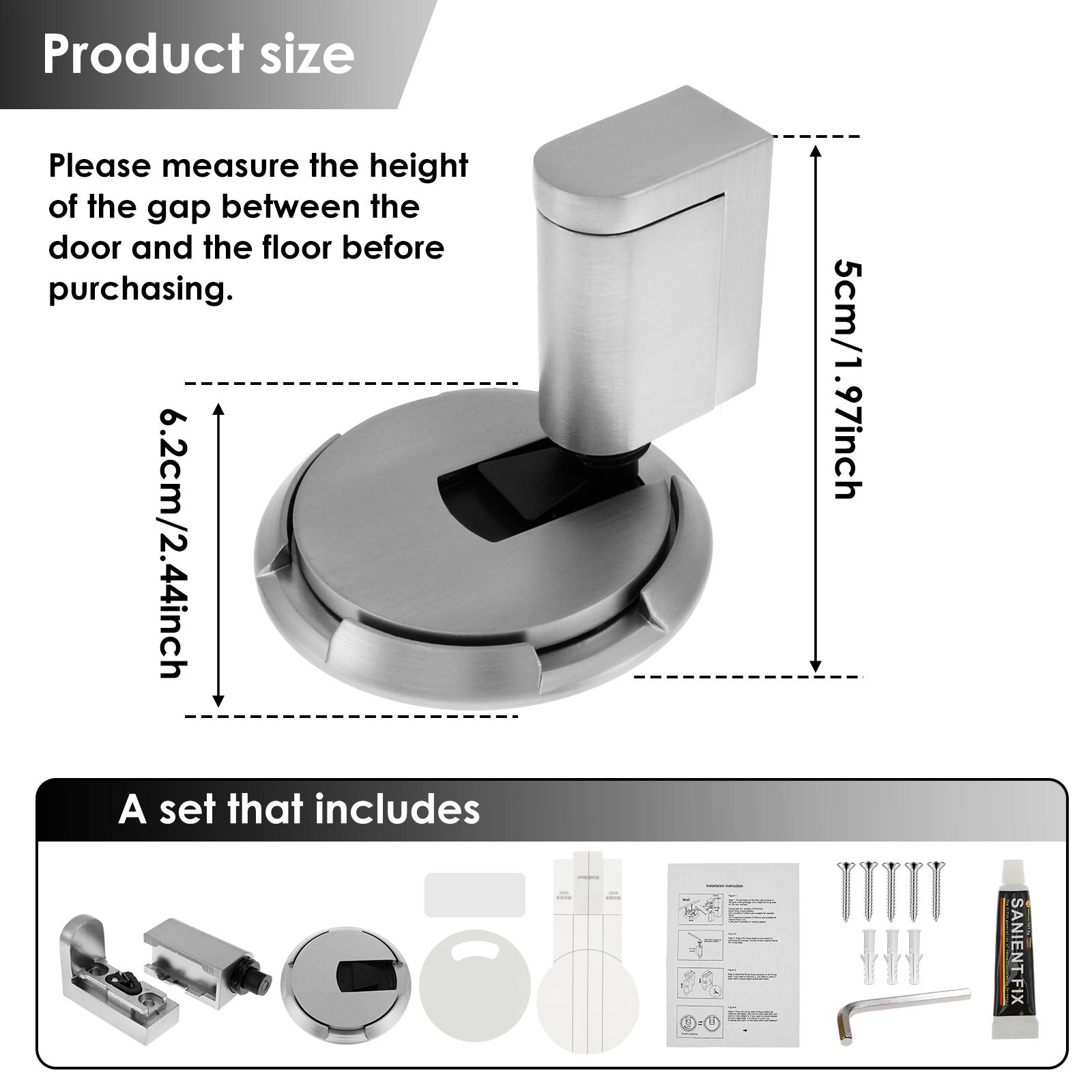 

Mechanical Door Stopper Adjustable Door Holder for Door Gaps up to 0.75 Inch in Height No Magnetic Windproof Metal Door Stop