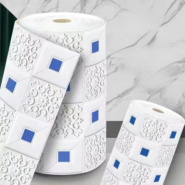 1/2/3/5/10m 3D Ceiling Pannel Wall Stickers Self Adhesive Foam Home Decoration DIY PVC Wallpaper Living Room Kids Bedroom