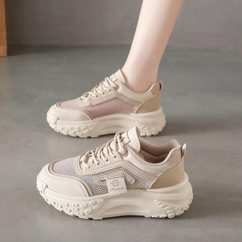 Damesko Nye Allsidige Enkelt Mesh Sneakers Studenter Plattform Pappa Sko Sommer Utspart Maternitetssko