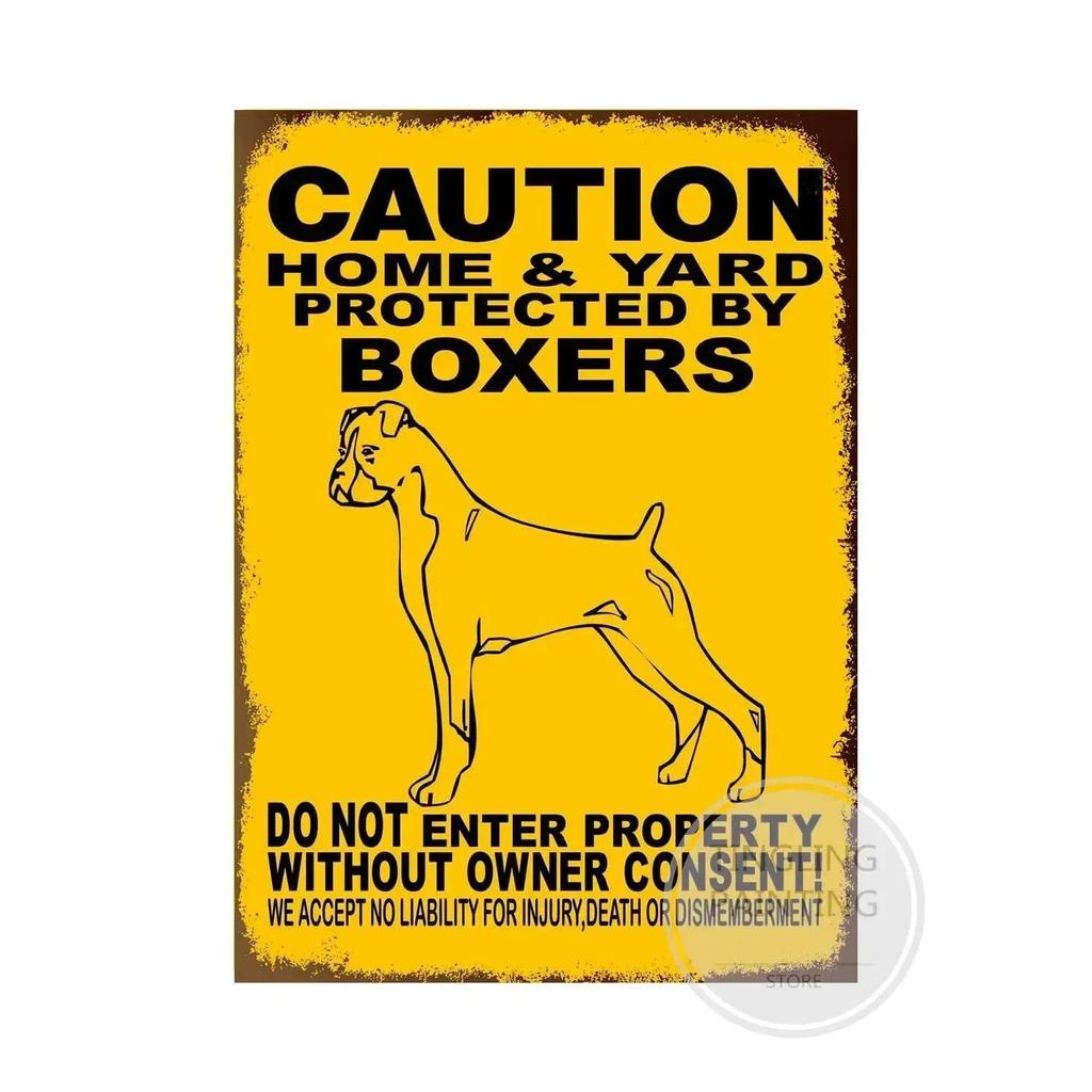 Vintage Retro Tin Signs Beware Of Dog  Metal Wall Stickers for Garden Family House Door Decoration