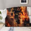 Heroic Firefighter Theme Art Blanket - Lodge Style Soft Warm All-Season Multi-Purpose Throw for Couch, Bed, Office & Travel