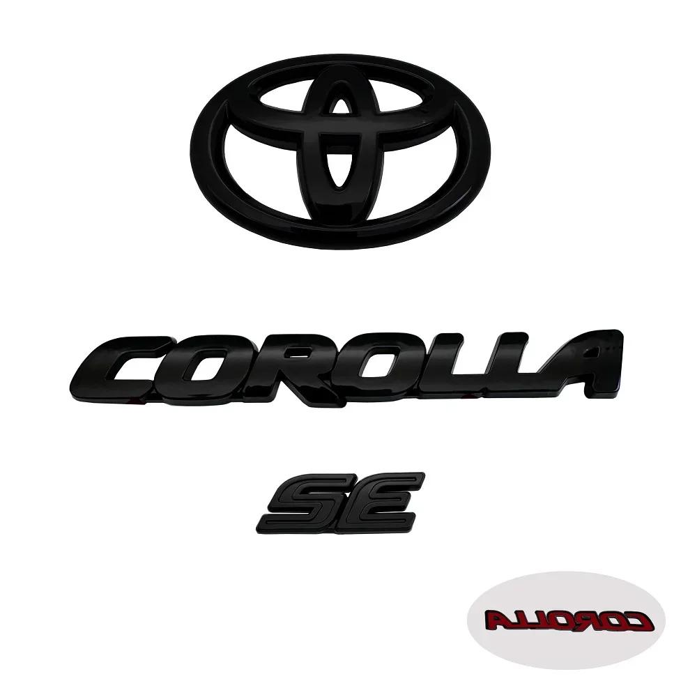 JPHT6 3PCS ABS car logo Glossy Black Overlay EMBLEM for Toyota COROLLA 2020-2024 SEDAN SE LE PT948 FIT SEDAN ONLY trunk car accessory
