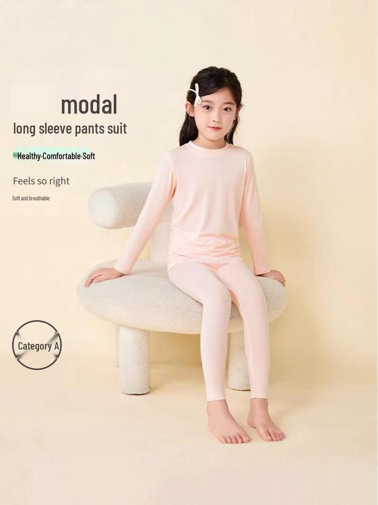 Modal-Schlafanzug und Loungewear-Set für Kinder für Frühling/Herbst - Leichtes Klimaanlagen-Anzug für ältere Kinder