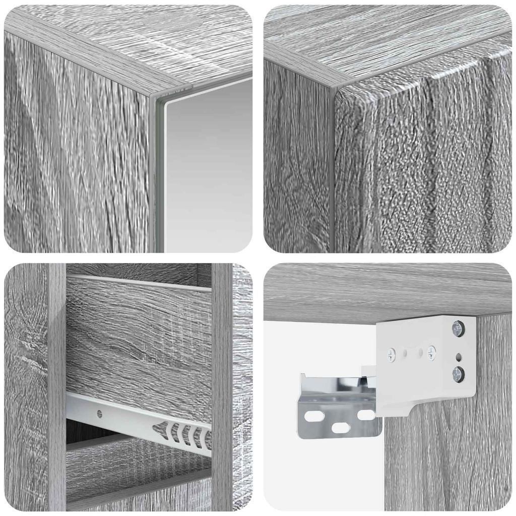 Bathroom Furniture Set 4 pcs Grey Sonoma Engineered Wood and Glass