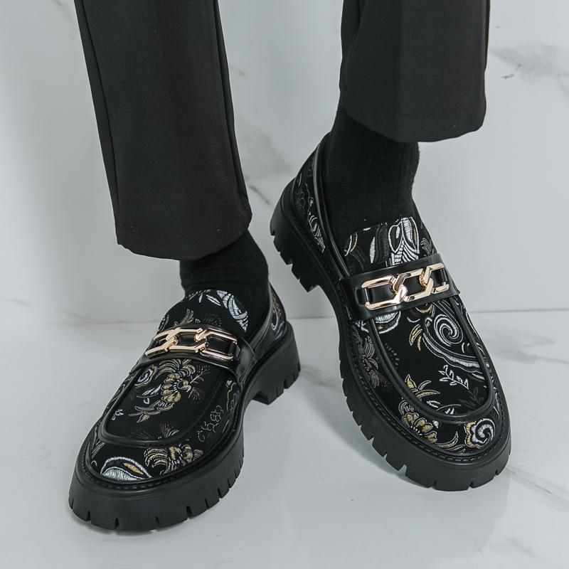 Scarpe da Uomo con Plateau Mocassini Eleganti Scarpe Elevator Punk Scarpe Formali da Lavoro Stampa Suola Spessa Creepers Taglie Forti