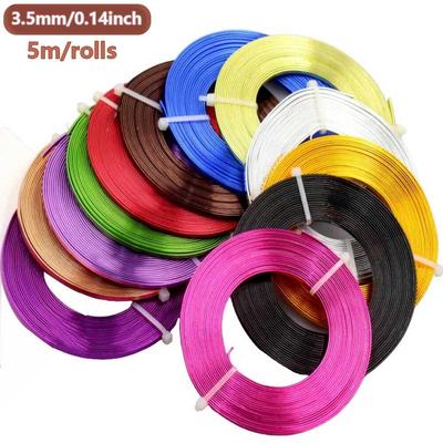5m/roll 3.5mm Wide Flat Aluminum Strip DIY Jewelry Accessories Handmade Beaded Material Craft Production Woven Aluminum Wire, Gift Packaging Line