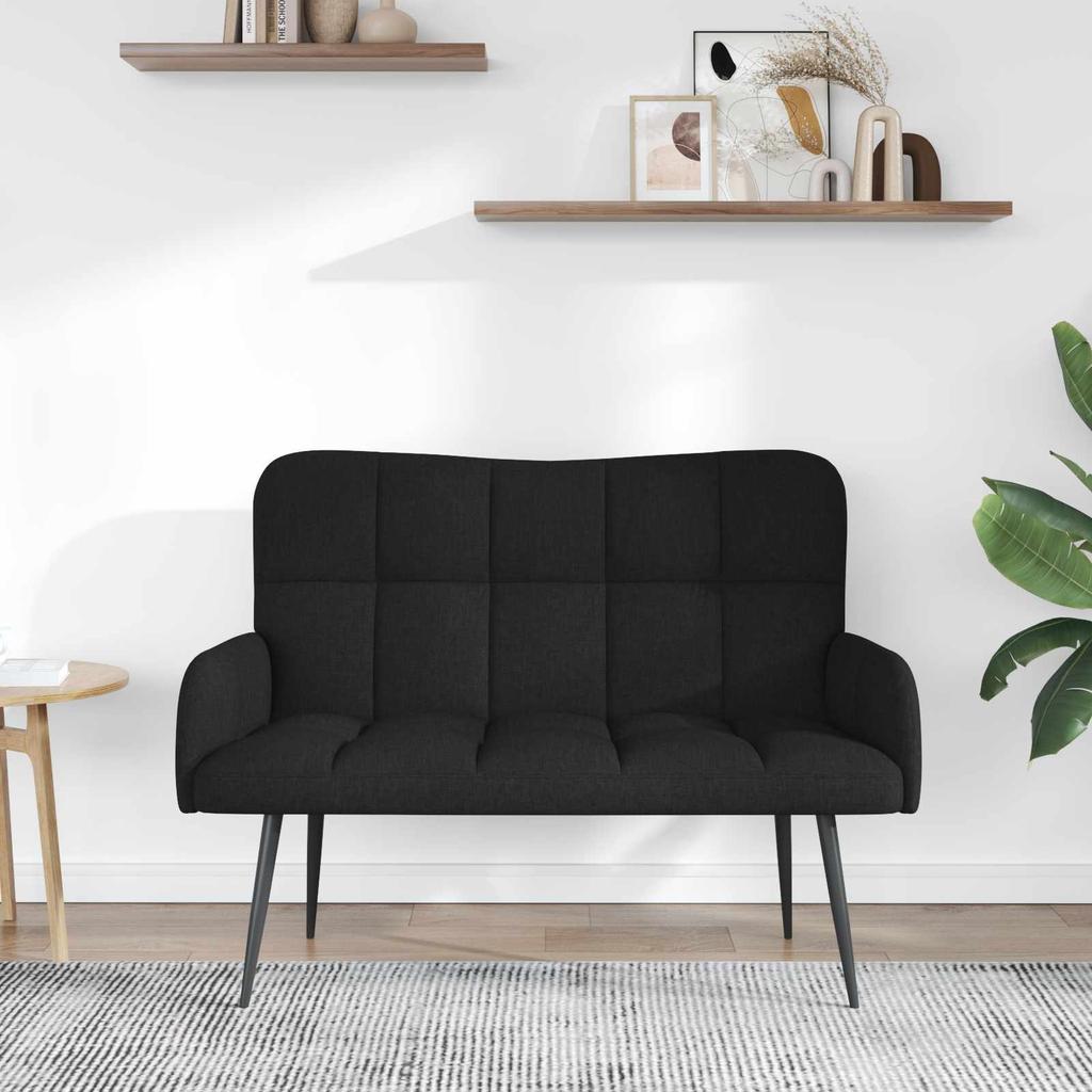 2 Seater Sofa Black 115 x 61 x 87 cm Fabric