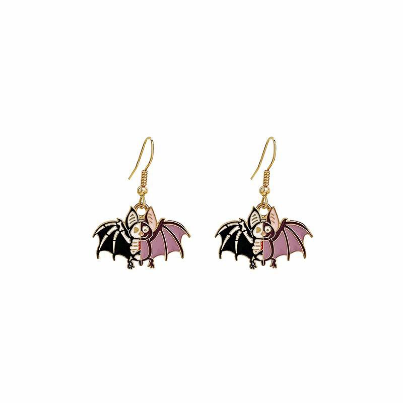 Retro Gothic Punk Bat Skull Spider Pumpkin Halloween Earrings