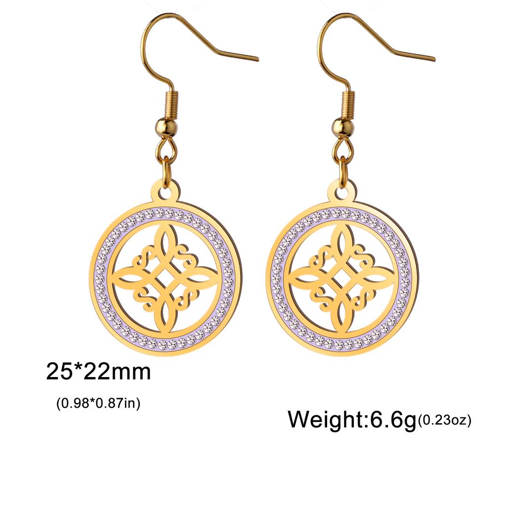 Witch Knot Drop Earring Stainless Steel Amulet Witchcraft Clear Zircon Round Pendant Earrings Jewelry Valentine Gift