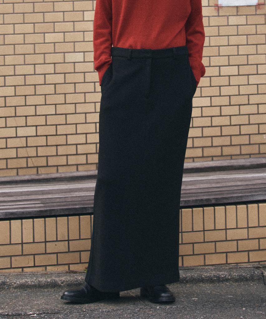 Siyajyu Sist9054 Semi-Flare Column Long Skirt_Black