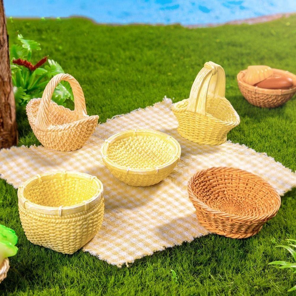 Dollhouse Simulation Decoration' Dollhouse Miniature Furniture Bamboo Basket Chair Dustpan Resin