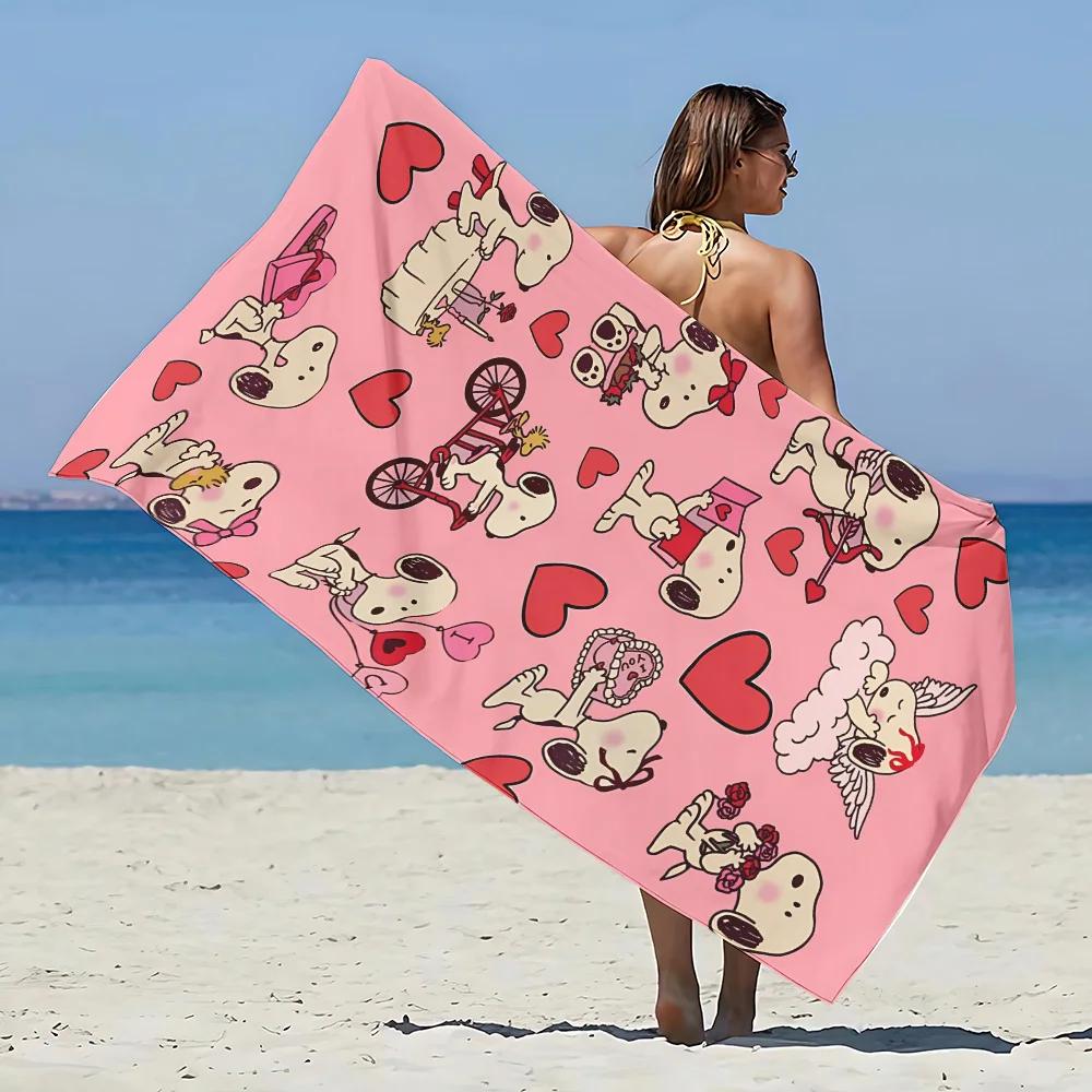 Cartoon Dog Snoopies Beach Towel Microfiber Sand Free Quick Dry Sandproof Pool Towels Gift for Women Travel Gym Shower Camping