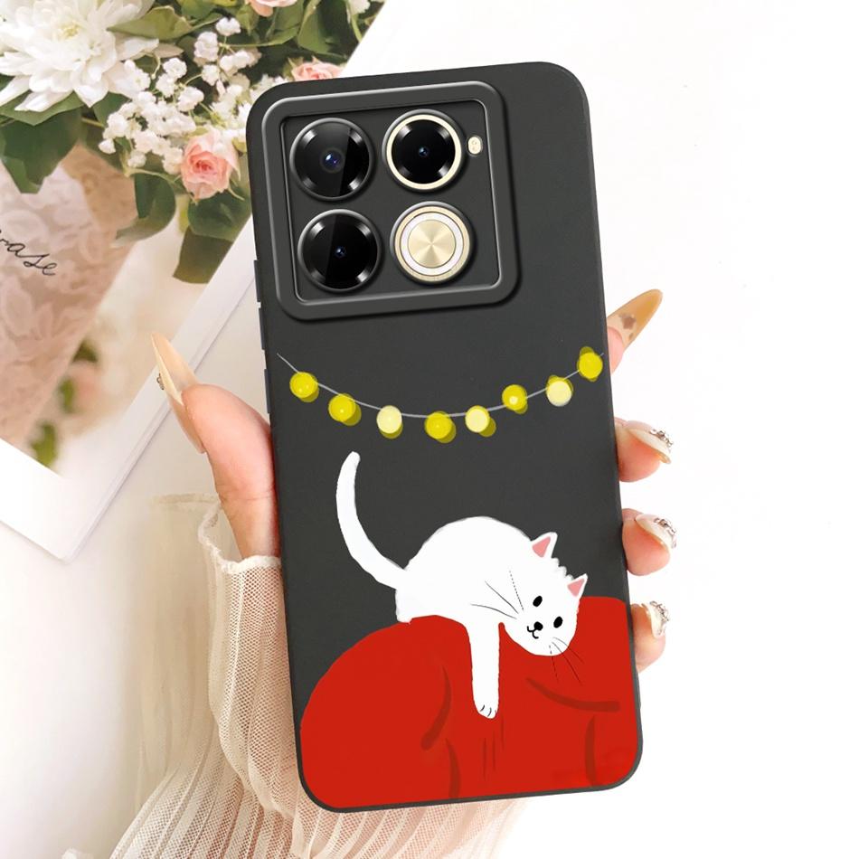 For Infinix Note 40 Pro 4G 5G / Note 40 Pro+ / Note40 X6853 Cute Cat Flower Cartoon Phone Case Soft Silicone Cover Bumpers