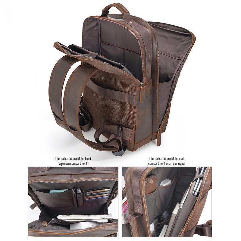 Zutong Men's Genuine Leather Business Laptop Backpack