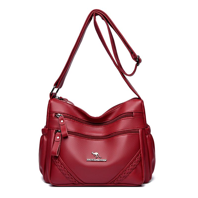 Middle-Aged Bag Women's Soft Leather Shoulder Bag Large Capacity Mother Bag Crossbody Handbag