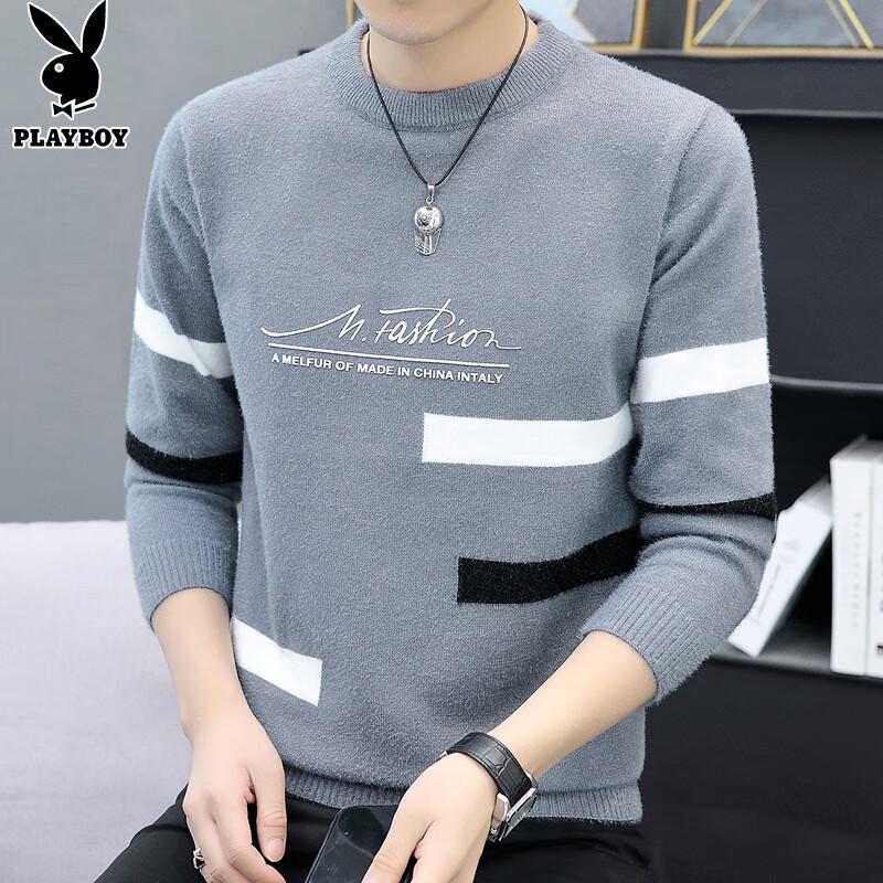 PLAYBOY Men's Trendy Winter Mink Velvet Knit Sweater